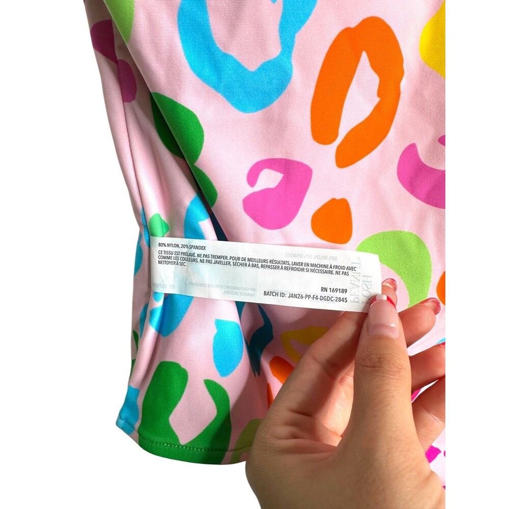 Posh Peanut One Piece Reversible Swimsuit Green Pink Tiger Abstract NWT Scoop - Picture 10 of 11
